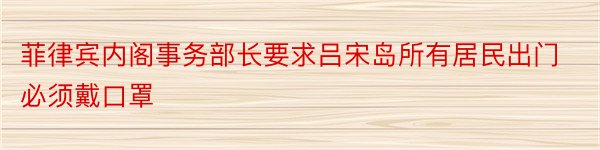 菲律宾内阁事务部长要求吕宋岛所有居民出门必须戴口罩