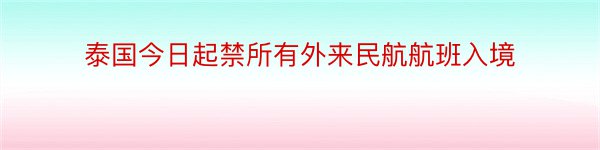 泰国今日起禁所有外来民航航班入境