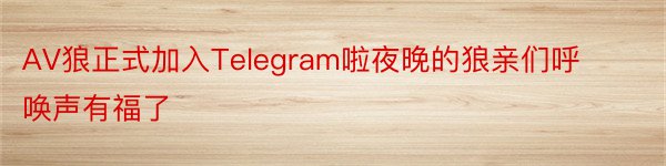 AV狼正式加入Telegram啦夜晚的狼亲们呼唤声有福了