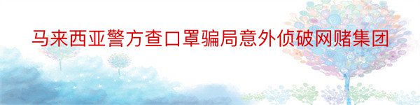 马来西亚警方查口罩骗局意外侦破网赌集团