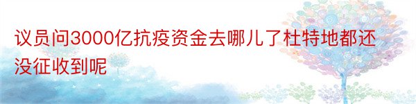 议员问3000亿抗疫资金去哪儿了杜特地都还没征收到呢