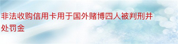 非法收购信用卡用于国外赌博四人被判刑并处罚金