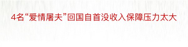 4名“爱情屠夫”回国自首没收入保障压力太大