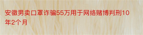 安徽男卖口罩诈骗55万用于网络赌博判刑10年2个月