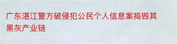 广东湛江警方破侵犯公民个人信息案捣毁其黑灰产业链