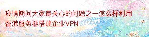 疫情期间大家最关心的问题之一怎么样利用香港服务器搭建企业VPN