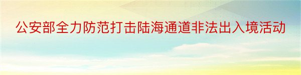 公安部全力防范打击陆海通道非法出入境活动