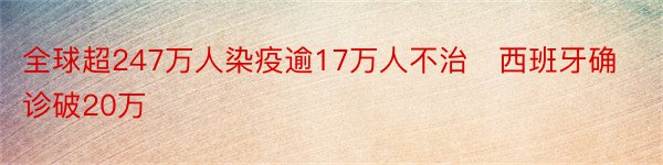 全球超247万人染疫逾17万人不治​西班牙确诊破20万