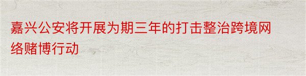 嘉兴公安将开展为期三年的打击整治跨境网络赌博行动