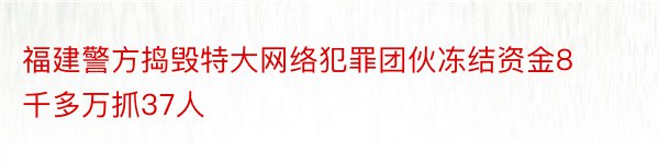 福建警方捣毁特大网络犯罪团伙冻结资金8千多万抓37人