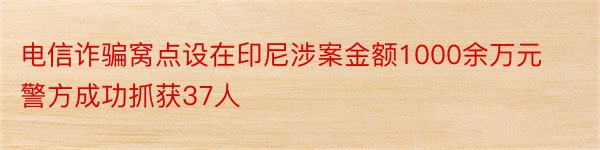 电信诈骗窝点设在印尼涉案金额1000余万元警方成功抓获37人