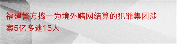 福建警方捣一为境外赌网结算的犯罪集团涉案5亿多逮15人