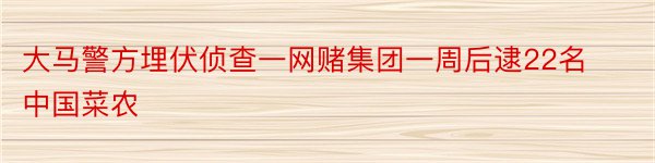 大马警方埋伏侦查一网赌集团一周后逮22名中国菜农