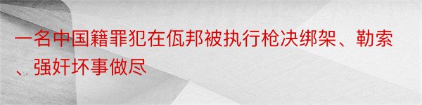 一名中国籍罪犯在佤邦被执行枪决绑架、勒索、强奸坏事做尽