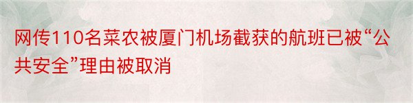 网传110名菜农被厦门机场截获的航班已被“公共安全”理由被取消