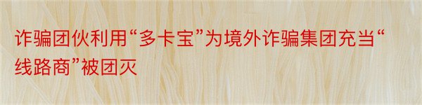 诈骗团伙利用“多卡宝”为境外诈骗集团充当“线路商”被团灭