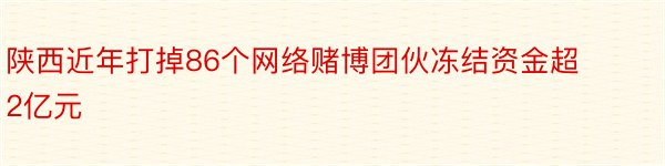 陕西近年打掉86个网络赌博团伙冻结资金超2亿元