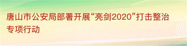 唐山市公安局部署开展“亮剑2020”打击整治专项行动