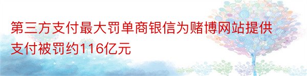 第三方支付最大罚单商银信为赌博网站提供支付被罚约116亿元