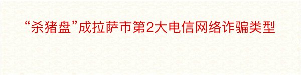 “杀猪盘”成拉萨市第2大电信网络诈骗类型