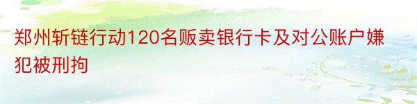 郑州斩链行动120名贩卖银行卡及对公账户嫌犯被刑拘