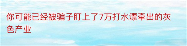 你可能已经被骗子盯上了7万打水漂牵出的灰色产业