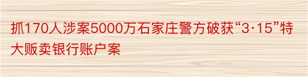 抓170人涉案5000万石家庄警方破获“3·15”特大贩卖银行账户案