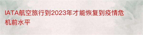 IATA航空旅行到2023年才能恢复到疫情危机前水平