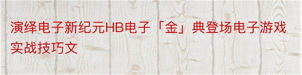 演绎电子新纪元HB电子「金」典登场电子游戏实战技巧文