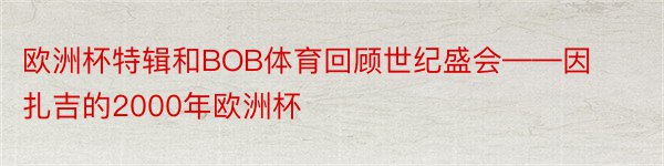 欧洲杯特辑和BOB体育回顾世纪盛会——因扎吉的2000年欧洲杯