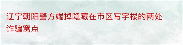 辽宁朝阳警方端掉隐藏在市区写字楼的两处诈骗窝点