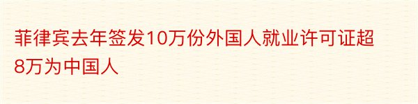 菲律宾去年签发10万份外国人就业许可证超8万为中国人