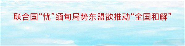 联合国“忧”缅甸局势东盟欲推动“全国和解”