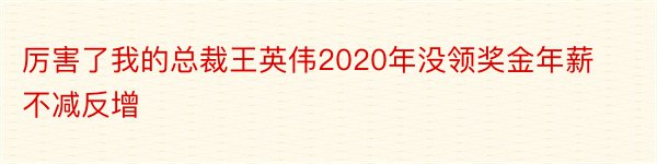 厉害了我的总裁王英伟2020年没领奖金年薪不减反增