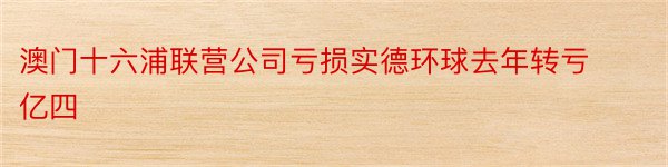 澳门十六浦联营公司亏损实德环球去年转亏亿四