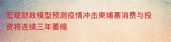 宏观财政模型预测疫情冲击柬埔寨消费与投资将连续三年萎缩