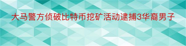 大马警方侦破比特币挖矿活动逮捕3华裔男子