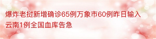 爆炸老挝新增确诊65例万象市60例昨日输入云南1例全国血库告急