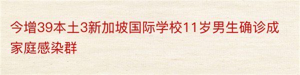 今增39本土3新加坡国际学校11岁男生确诊成家庭感染群