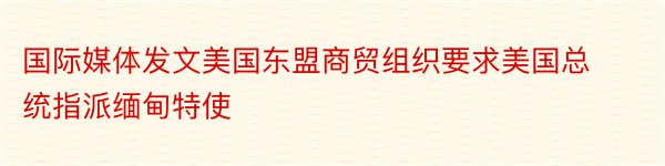 国际媒体发文美国东盟商贸组织要求美国总统指派缅甸特使