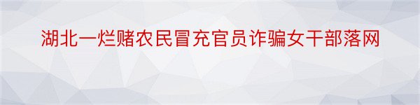 湖北一烂赌农民冒充官员诈骗女干部落网