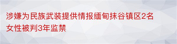 涉嫌为民族武装提供情报缅甸抹谷镇区2名女性被判3年监禁