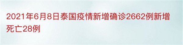 2021年6月8日泰国疫情新增确诊2662例新增死亡28例