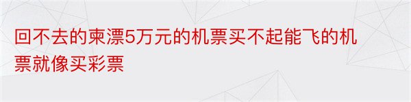 回不去的柬漂5万元的机票买不起能飞的机票就像买彩票