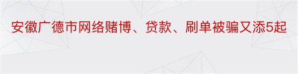 安徽广德市网络赌博、贷款、刷单被骗又添5起