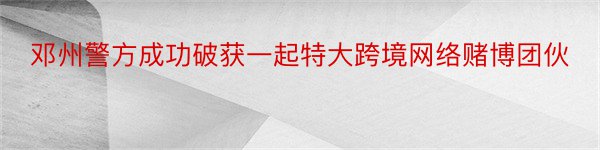 邓州警方成功破获一起特大跨境网络赌博团伙