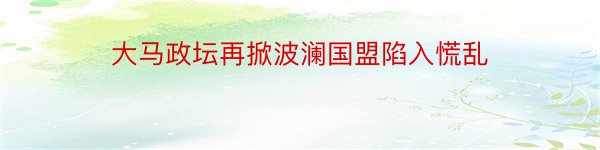 大马政坛再掀波澜国盟陷入慌乱