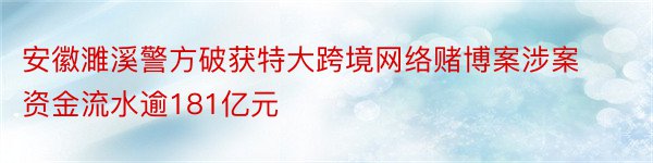 安徽濉溪警方破获特大跨境网络赌博案涉案资金流水逾181亿元