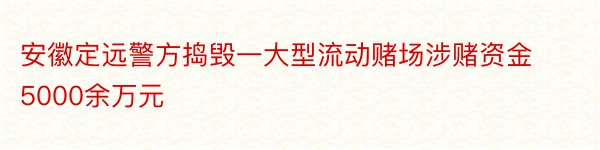 安徽定远警方捣毁一大型流动赌场涉赌资金5000余万元