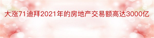 大涨71迪拜2021年的房地产交易额高达3000亿